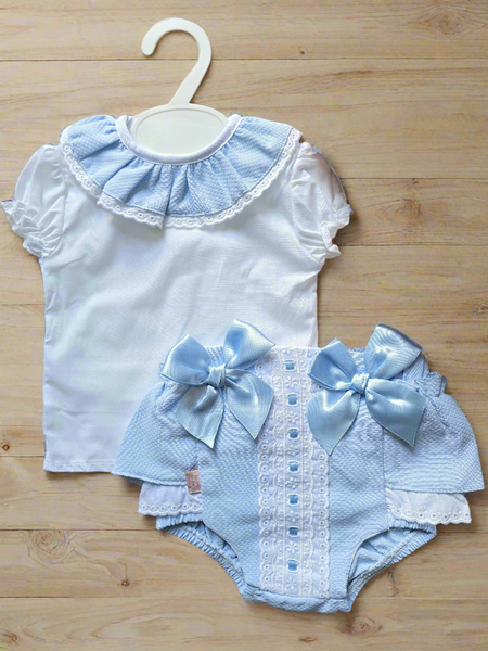 Spanish Baby Girls Blue Waffle Jam Pants Set EL208 ~ 3-36m