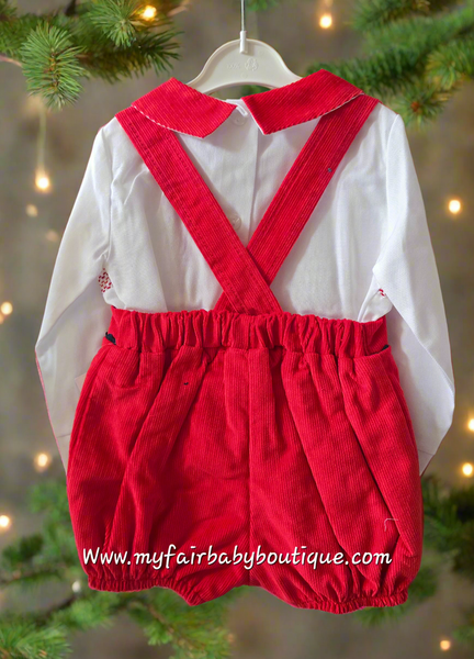 Spanish Baby Boys Red Smocked Dungarees Set ~ 3-36m