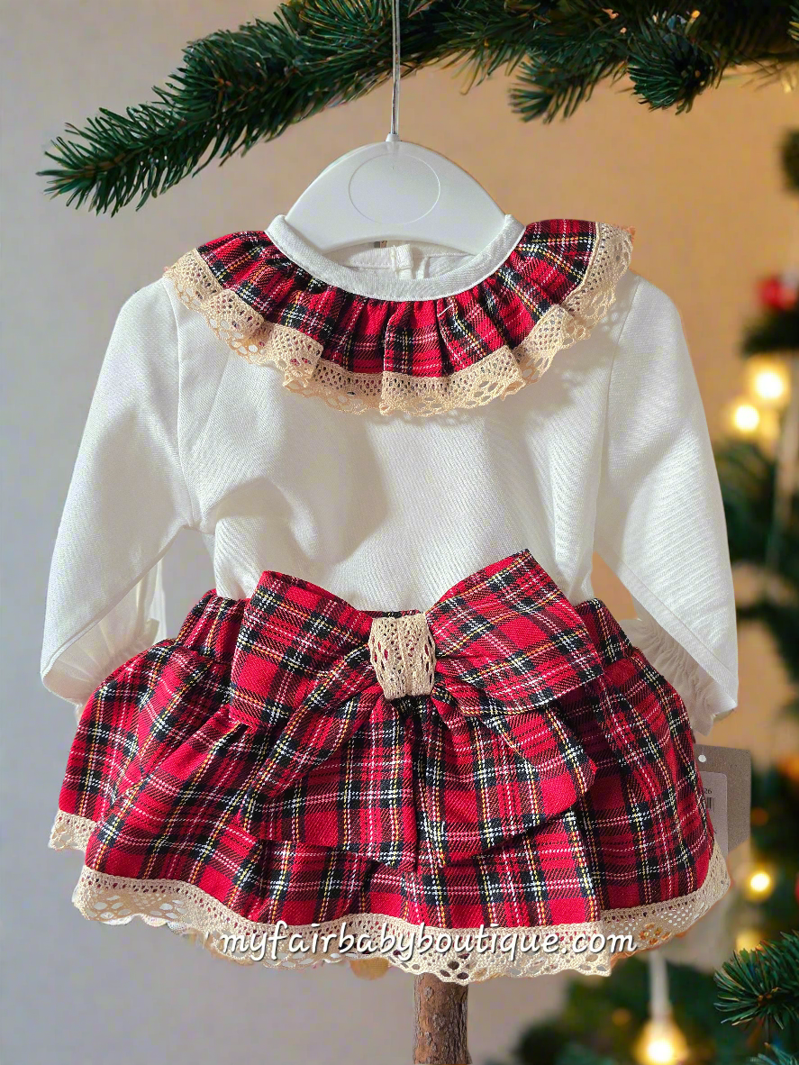 Spanish Baby Girls Red Tartan Jam Pant Set 9026 - 3,12m