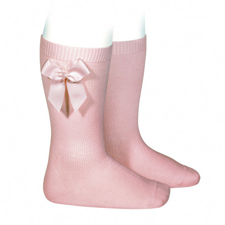 Spanish Girls Knee High Dusky Pink Bow Socks