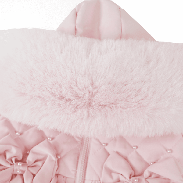 Wee Me Girls Long Pink Frilly Puffer Coat - 6m, 36m