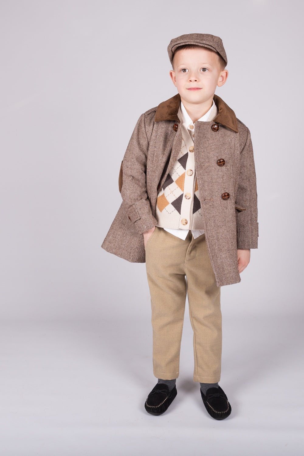 Beau Kid Traditional Boys Camel Tweed Coat 1500a