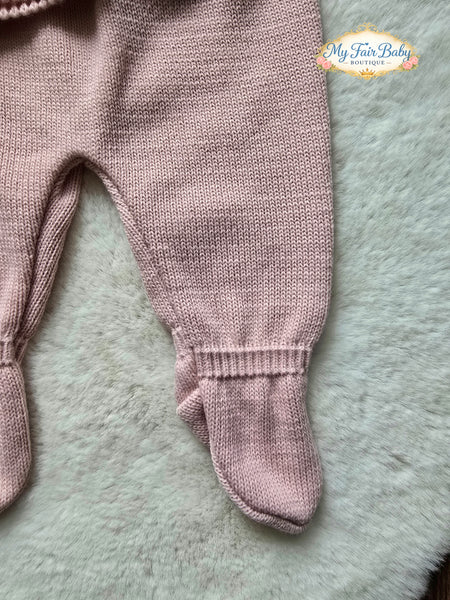 Spanish Baby Girls Dusky Pink Knitted 3pc Set ~ 0-3 months