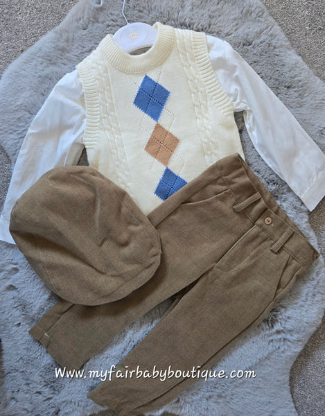 Beau Kid Traditional Boys Argyle Tank Top 4pc Set 2818