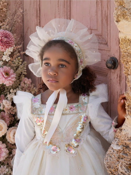 Ela Confeccion AW26 Spanish Girls Cream Butterfly Puffball Dress - MADE TO ORDER