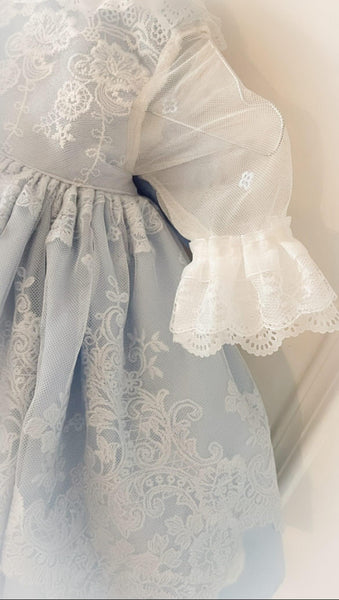 Ela Confeccion SS26 Girls Blue Lucia Lace Puffball Dress - MADE TO ORDER