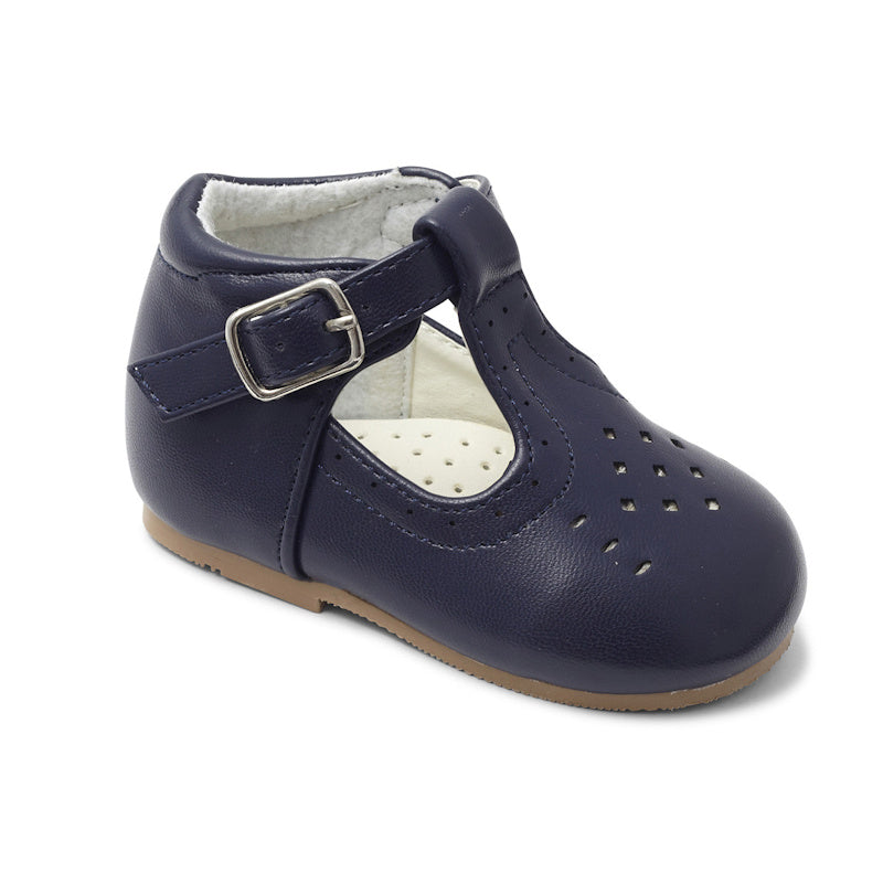 Traditional Boys Navy Matt Hard Soled Walking Shoes