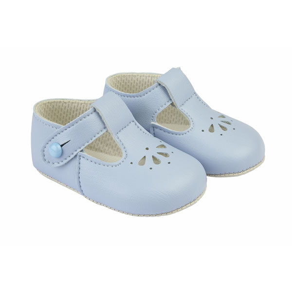 Baypod Traditional Baby Boys Blue Cutout Pre-Walker Pram Shoes B617