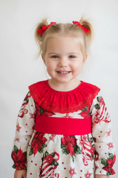 Spanish Girls Poinsetta Christmas Dress ~ 1-6y