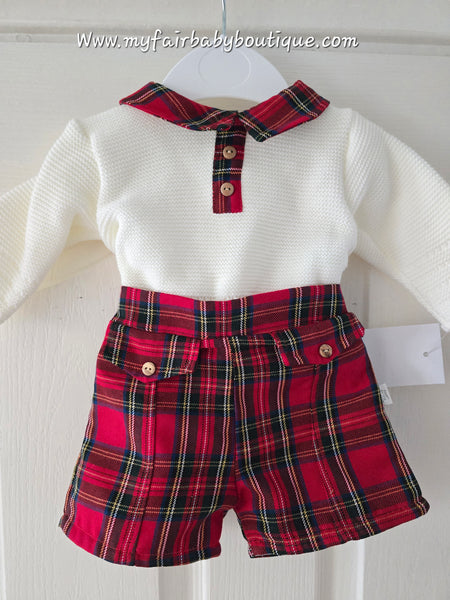 Spanish Baby Boys Red Tartan Short & Jumper Set - 6-36m