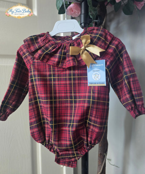 Ceyber Spanish Baby Girls Red Tartan Christmas Romper 25517 ~ 12-36m