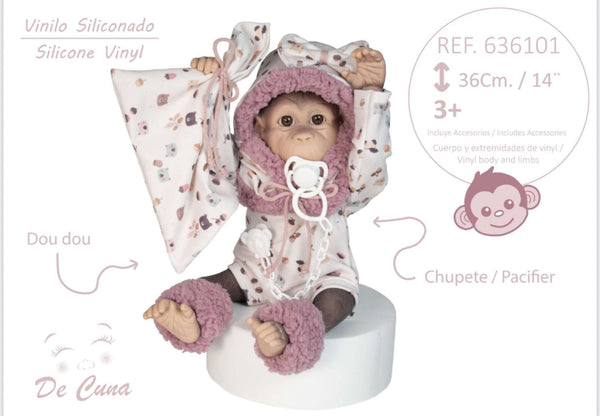 Spanish Silicone Feel Reborn Monkey Doll 636101 - IN STOCK NOW