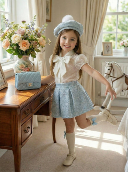 Sonata Infantil SS26 Spanish Girls Blue Skirt 4PC Set VE2618 - MADE TO ORDER