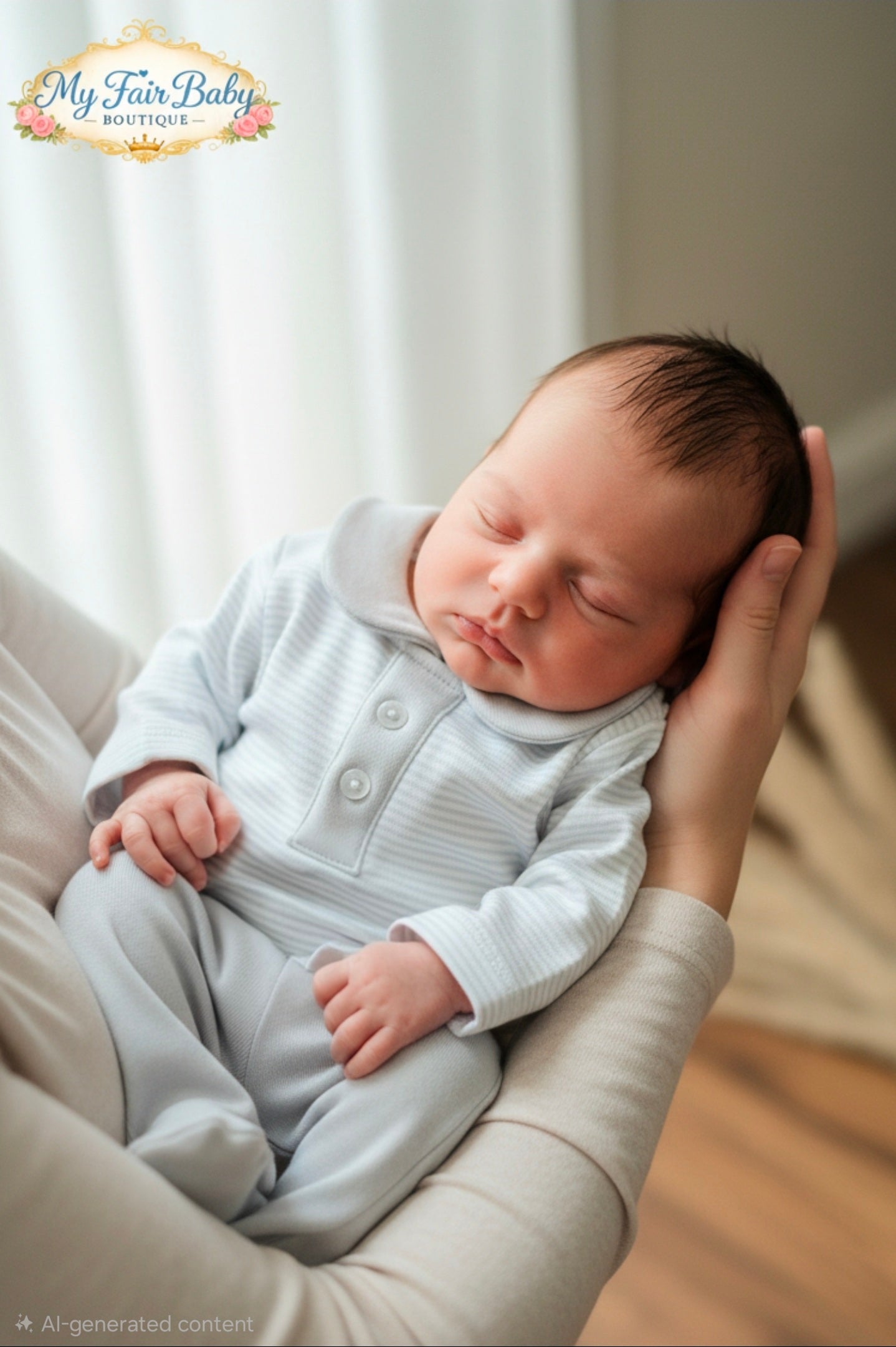 Just Too Cute Newborn Baby Boy Romper – White Cotton Velour Sleepsuit 0-3 Months