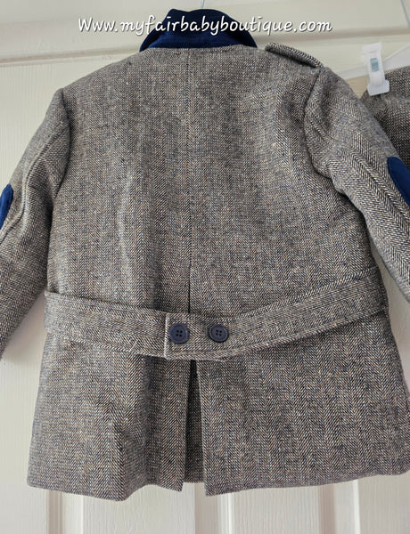 Beau Kid Traditional Boys Navy Tweed Coat 1500a ~ 3-6y