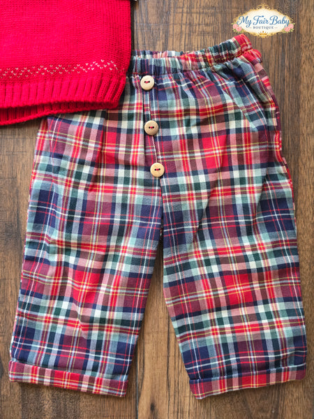 Spanish Baby Boys Red Reindeer Trouser Set