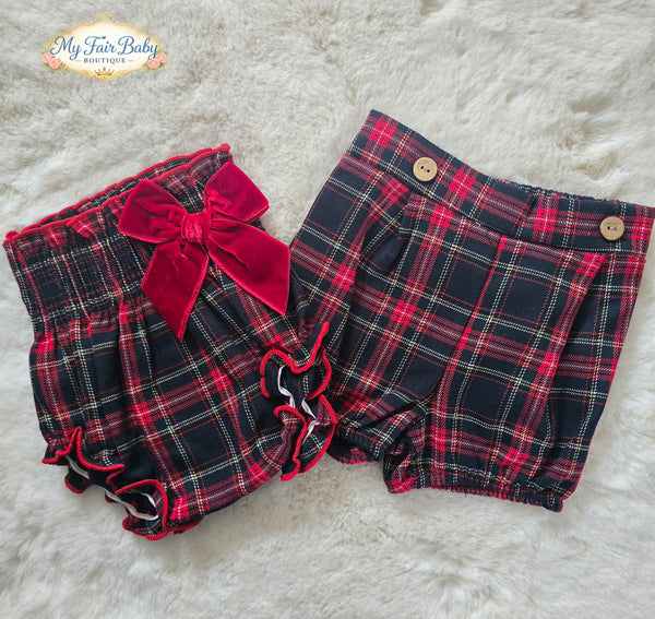 Spanish Baby Girls Red Tartan Pants