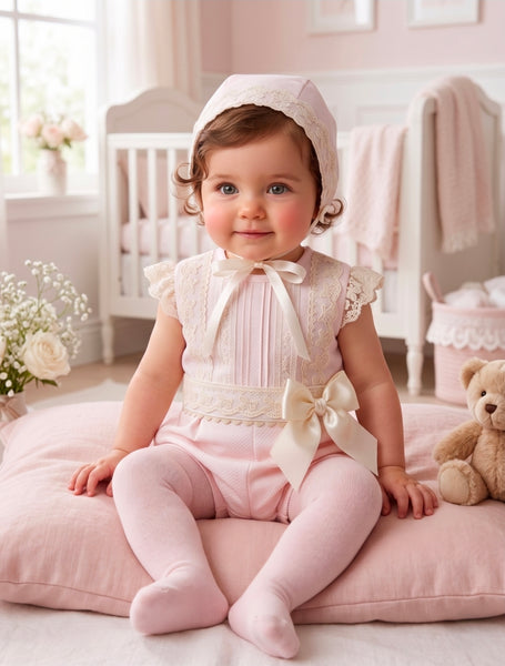 Sonata Infantil Spanish Girls Pink Lace Ceremony 3pc Set VE2624 - MADE TO ORDER