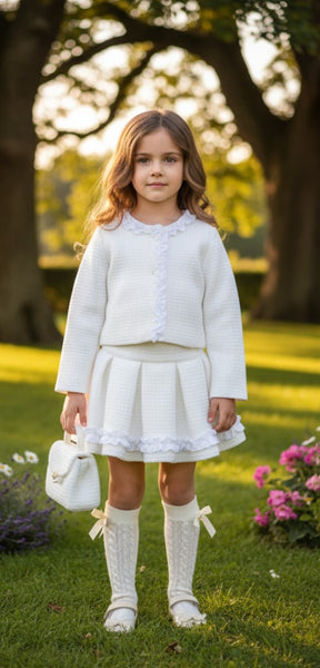 Sonata Infantil AW24 Spanish Girls Cream Skirt 4PC Set IN2402 - MADE TO ORDER
