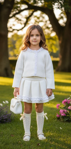Sonata Infantil AW24 Spanish Girls Cream Skirt 4PC Set IN2402 - MADE TO ORDER
