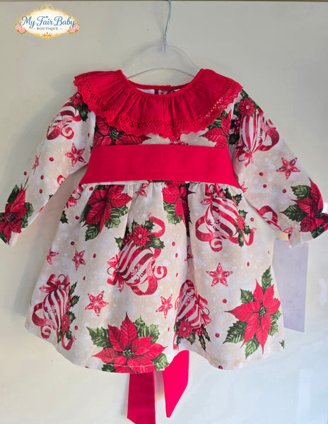 Spanish Girls Poinsetta Christmas Dress ~ 1-6y