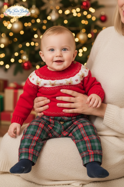 Spanish Baby Boys Red Reindeer Trouser Set
