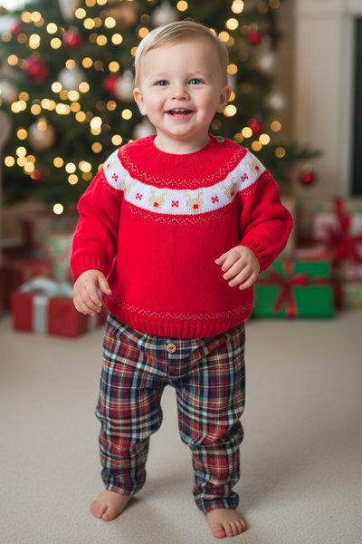 Spanish Baby Boys Red Reindeer Trouser Set