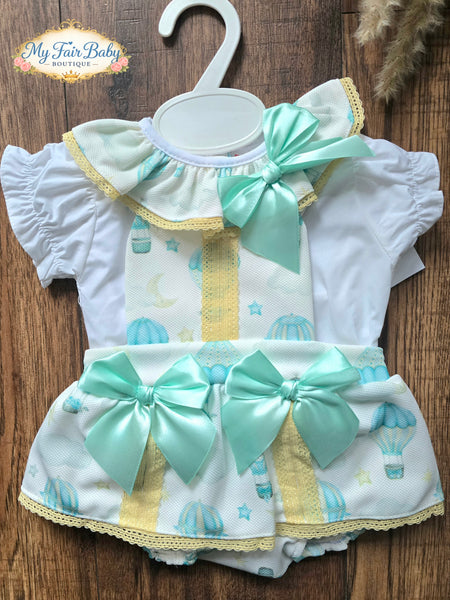 Spanish Baby Girls Mint Green Balloon Romper