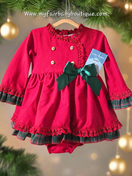 Ceyber AW25 Spanish Girls Red & Green Dress B2533 ~ 12m-8y