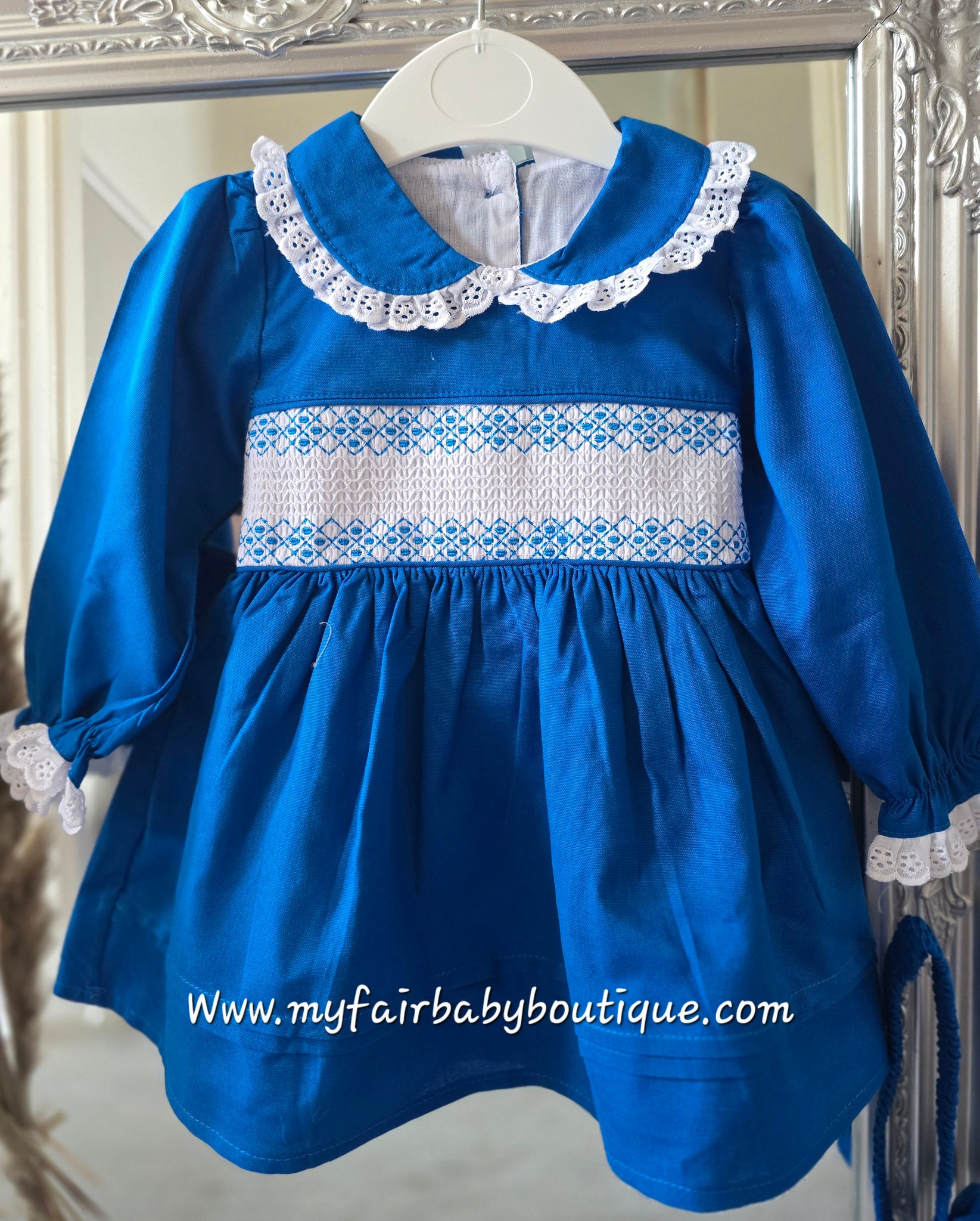Mabini Traditional Spanish Girls Royal Blue Smocked Dress 3881 ~ 0-6y