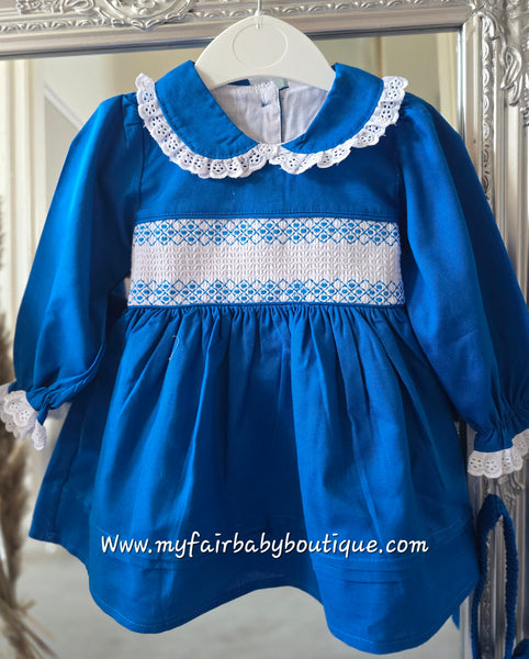 Mabini Traditional Spanish Girls Royal Blue Smocked Dress 3881 ~ 0-6y
