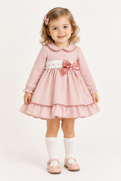 Spanish Girls Dusky Pink Dress & Pants ~ 3-36m
