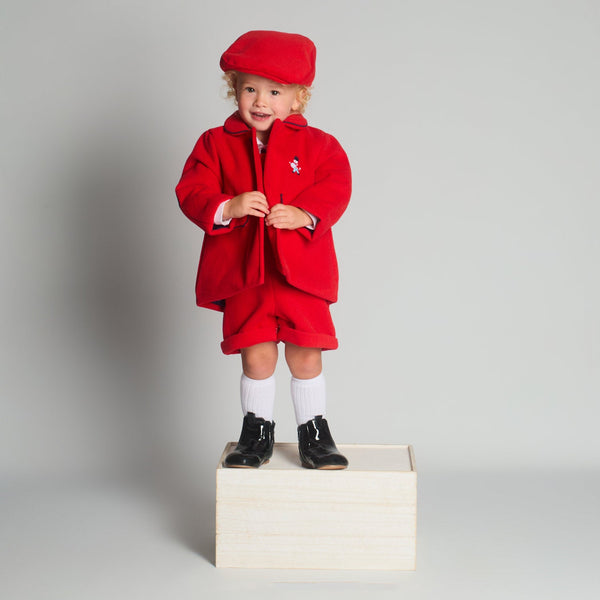 Beau Kid Traditional Baby Boys Red Herringbone Jacket & Cap Set ~ 0-24m
