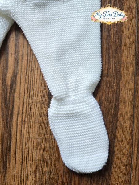 Spanish Baby Girls White Knitted 3pc Set ~ 0-3 months