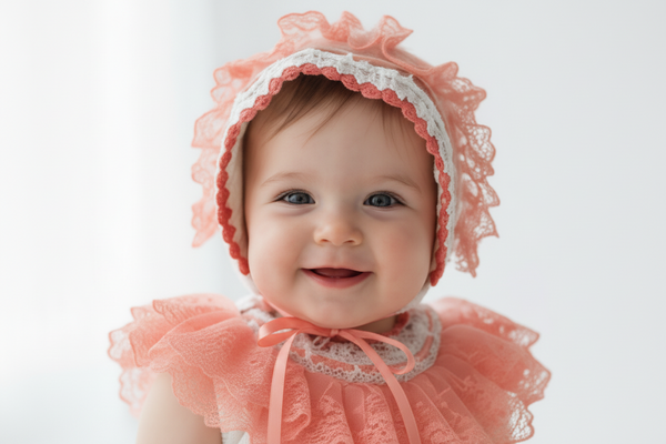 Ela Confeccion Spanish Baby Girls Orange Lace Knitted 3pc Set - 12m