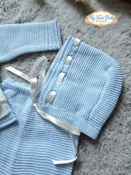 Spanish Creaciones Gavidia Unisex Baby Blue Knitted 3pc Set 8213