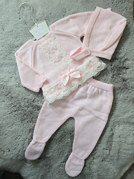 Spanish Baby Girls Pink Lace Knitted 3PC Set C9002 ~ 3-9m