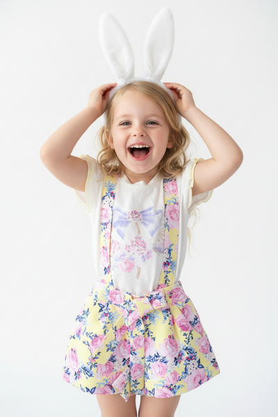 Beau Kid Traditional Lemon Floral Dungaree Set 22112 ~ 2-6y