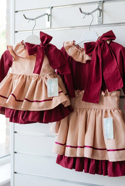 Belcoquet AW26 Older Girls Garza Burgundy Dropwaist Dress