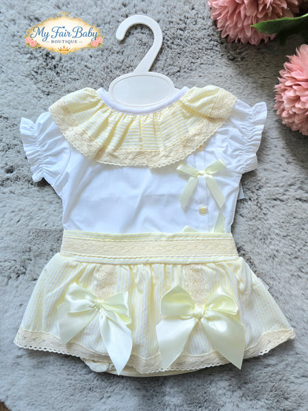 Spanish Baby Girls Lemon Striped Skort Set M004