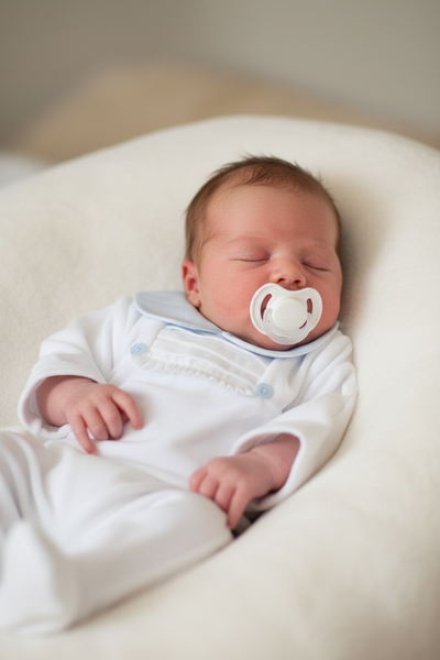 Traditional Baby Boys White & Blue Velour Sleepsuit/Babygrow ~ 6m