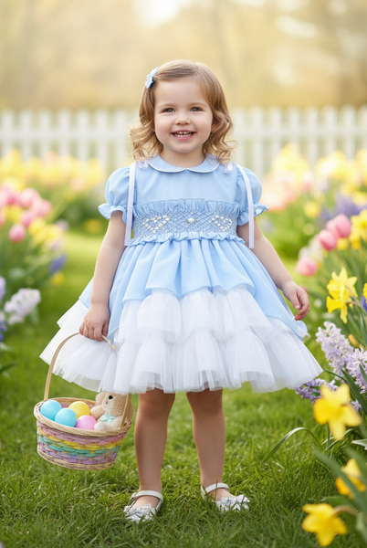Sonata Infantil Spanish Girls Blue Smocked Puffball Dress VE2513 ~ 2y ~ IN STOCK NOW