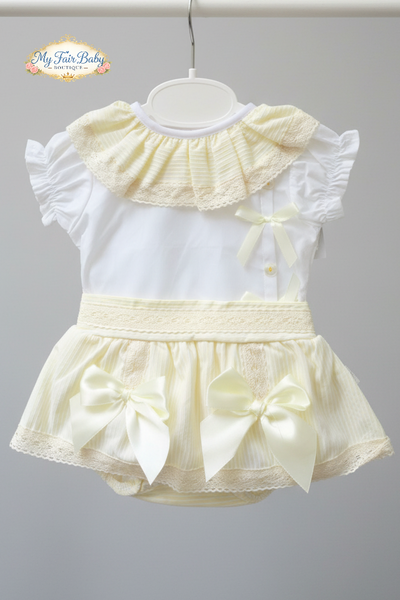 Spanish Baby Girls Lemon Striped Skort Set M004