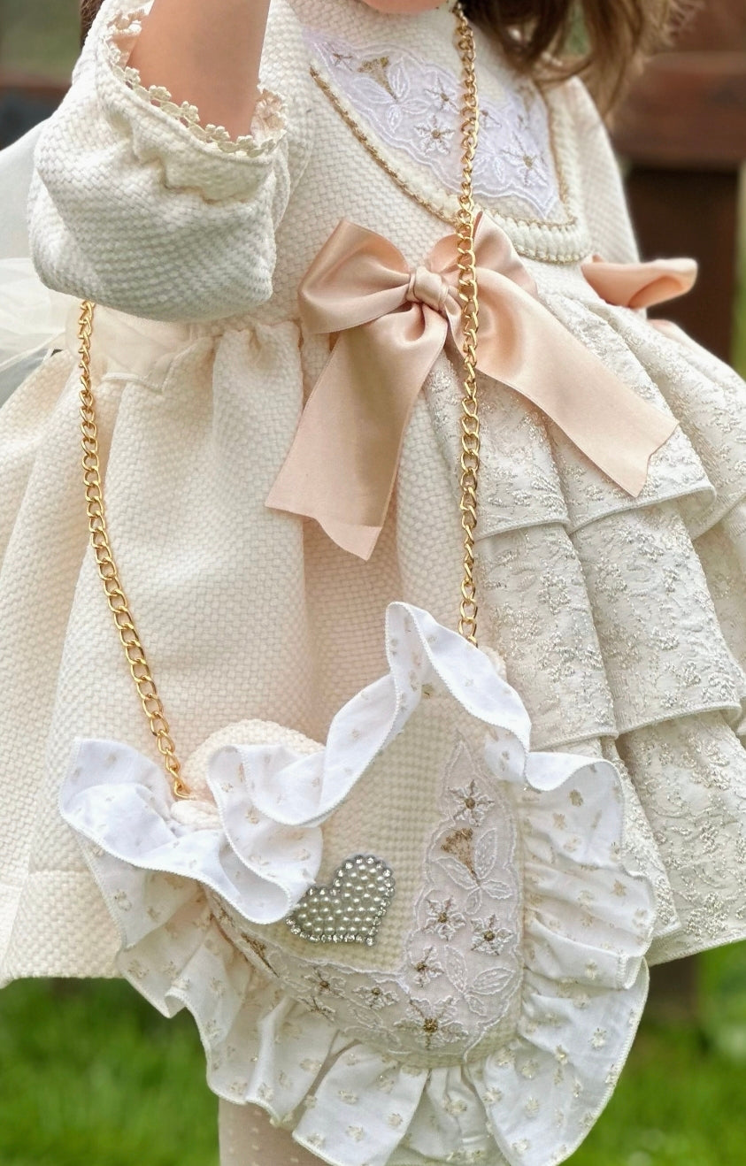 Sonata Infantil AW25 Spanish Girls Gold Heart Bag IN2516 - MADE TO ORDER