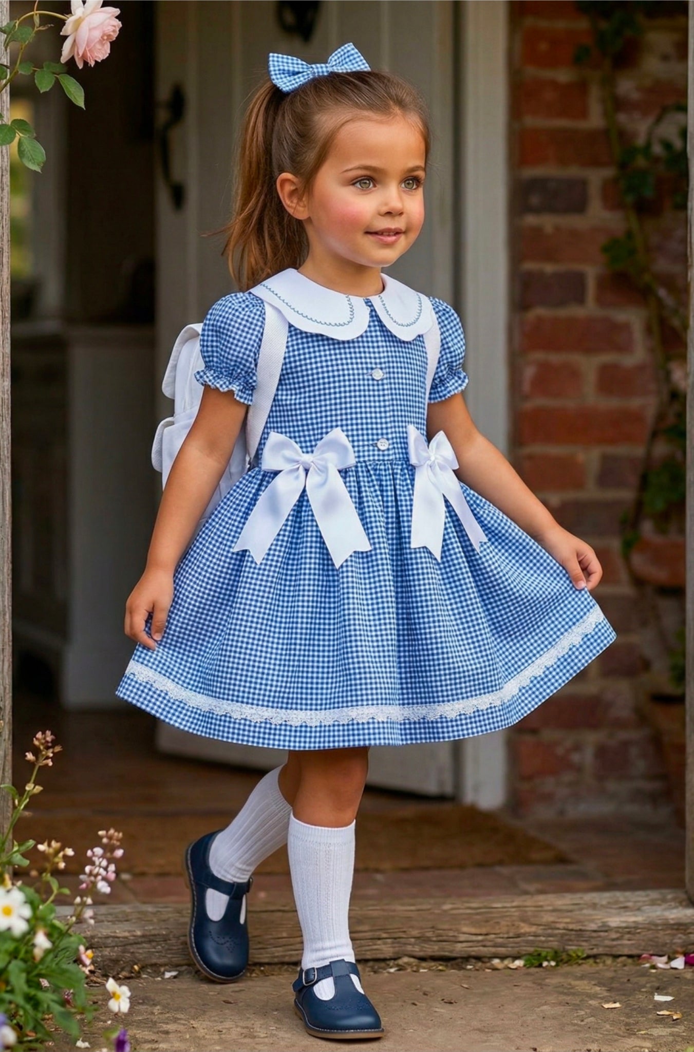 Sonata Infantil Spanish Girls Gingham School Dress C02603