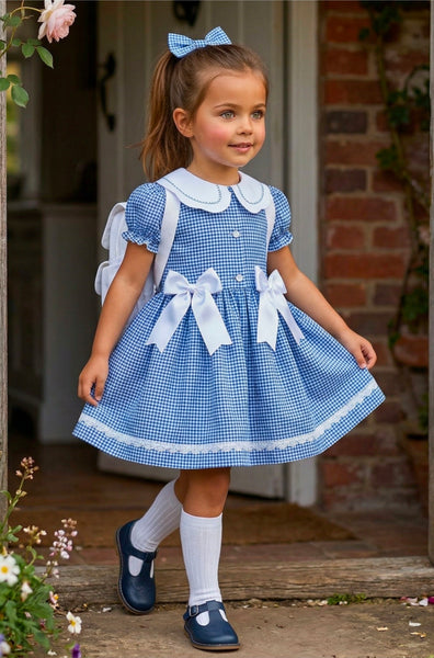 Sonata Infantil Spanish Girls Gingham School Dress C02603 - MADE TO ORDER