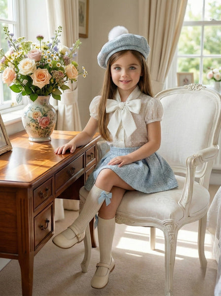 Sonata Infantil SS26 Spanish Girls Luxury Pussybow Blouse VE2618 - MADE TO ORDER