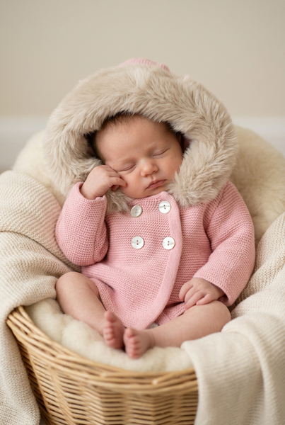 Traditional Baby Girls Dusky Pink Knitted Jacket ~ 0-24m