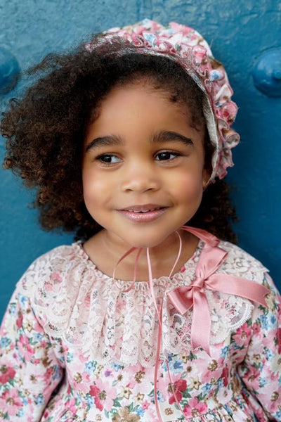 Ela Confeccion AW25 Spanish Girls Pink Ditzy Floral Puffball Dress - MADE TO ORDER