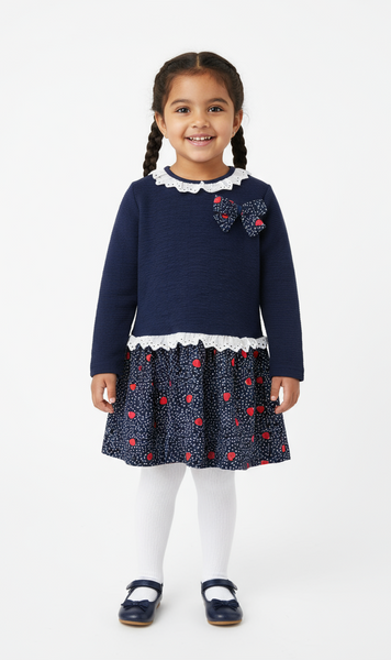 Spanish Girls Navy Dropwaist Dress ~ 3-6y